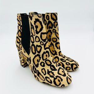Sam Edelman Womens Case Leopard Animal Print Calf Hair Chelsea Ankle Boots 7.5